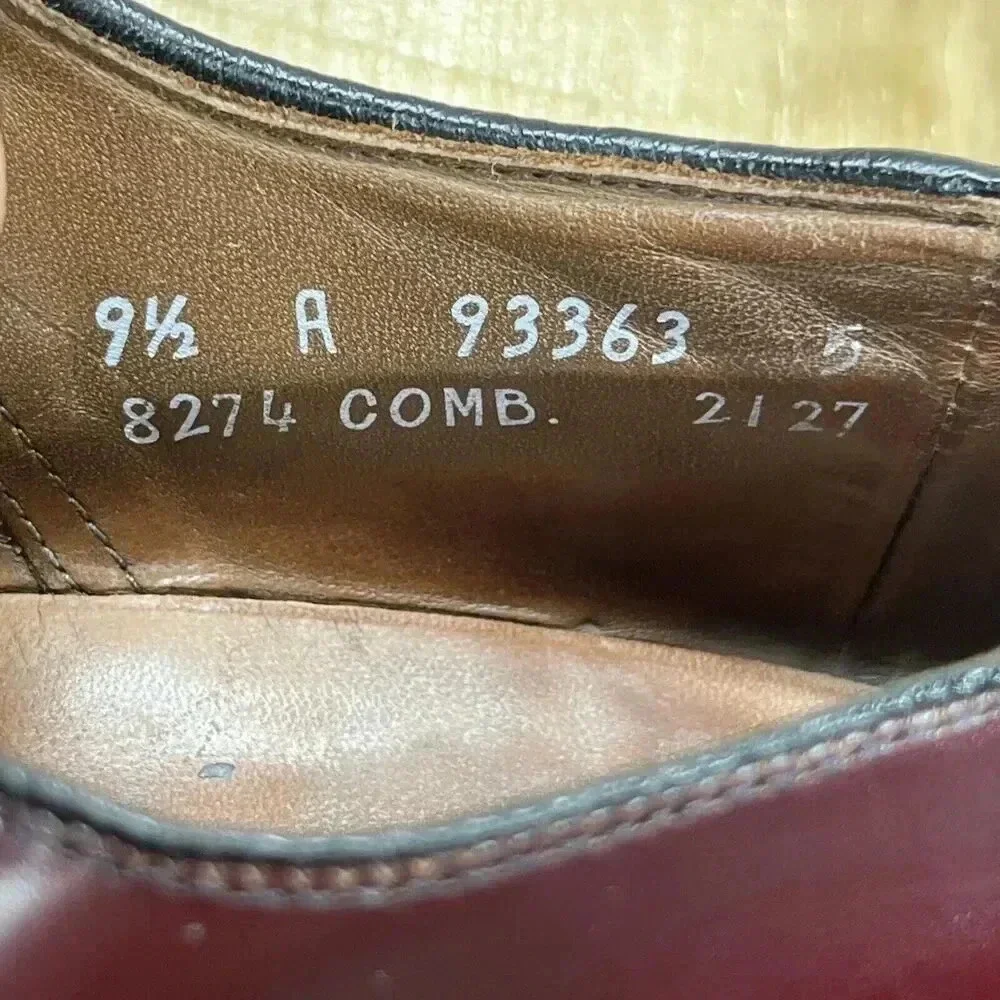 Allen Edmonds Polo Burgundy Black Leather Saddle Oxford Dress Shoe Size 9.5 A